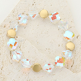 Faceted Quatrefoil Beaded Stretch Bracelet