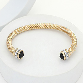 Stone Tip Twisted Rope Cuff Bracelet