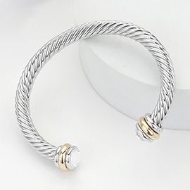 Stone Tip Twisted Rope Cuff Bracelet