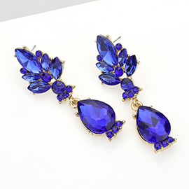 Marquise Glass Crystal Teardrop Dangle Evening Earrings