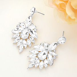 Marquise Teardrop Stone Cluster Dangle Evening Earrings