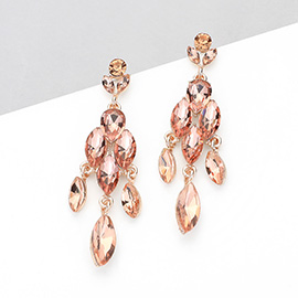 Marquise Stone Cluster Embellished Dangle Evening Earrings