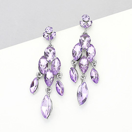 Marquise Stone Cluster Embellished Dangle Evening Earrings