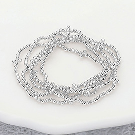 5PCS - Metal Bubble Flower Pointed Ball Beaded Stretch Multi Layered Bracelets