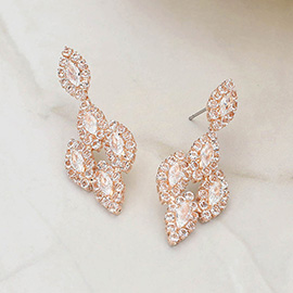 Marquise CZ Stone Cluster Embellished Dangle Evening Earrings