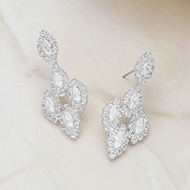 Marquise CZ Stone Cluster Embellished Dangle Evening Earrings