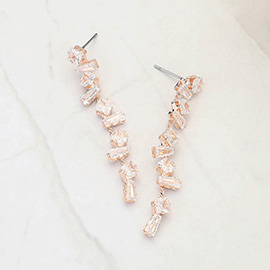 CZ Stone Cluster Linear Dropdown Evening Earrings