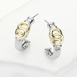 14K Gold Plated Two Tone Hoop Earrings