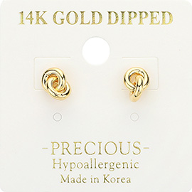 14K Gold Dipped Hypoallergenic Hoop Link Stud Earrings