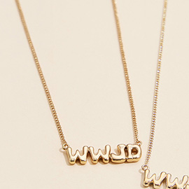 Semi Fine Collection - 18K Gold Dipped Brass Metal WWJD Message Pendant Necklace