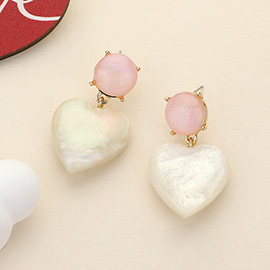 Heart Resin Pebble Dangle Earrings