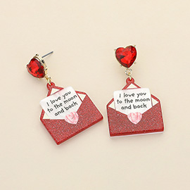 Glittered Resin Love Letter Dangle Earrings