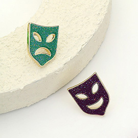 Glittered Enamel Mardi Gras Mask Stud Earrings