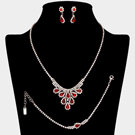 Teardrop Stone Embellished Rhinestone Paved Jewelry Set