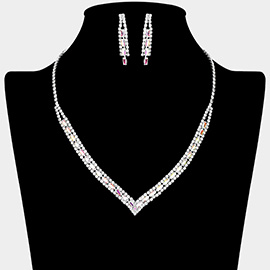 Rhinestone Paved V Shaped Necklace