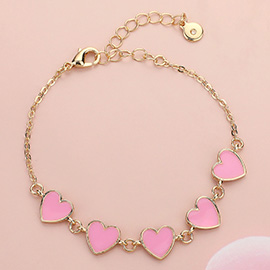 Enamel Heart Link Bracelet