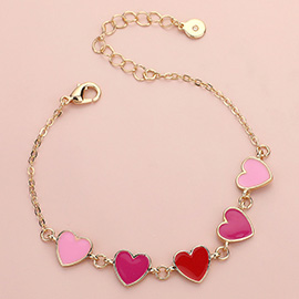 Enamel Heart Link Bracelet