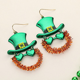 St Patricks Day Leprechaun Dangle Earrings