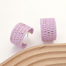 Raffia Basket Weave Wide Hoop Earrings