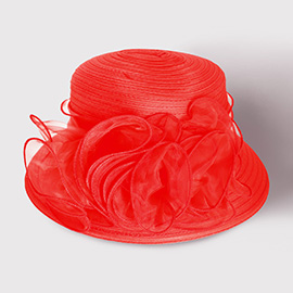 Mesh Flower Accented Dressy Hat