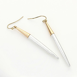 Two Tone Long Bullet Dangle Earrings