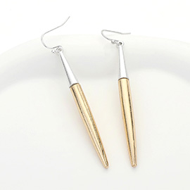 Two Tone Long Bullet Dangle Earrings