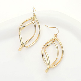 Metal Twisted Double Oval Dangle Earrings