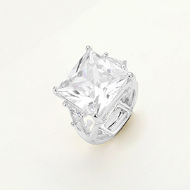 Square Stone Cluster Stretch Ring