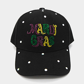 Bling Studded MARDI GRAS Message Accented Baseball Cap