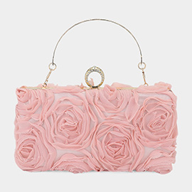 Fabric Flower Embellished Evening Bag / Clutch Bag / Crossbody Bag