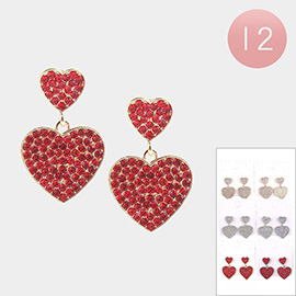 12Paris - Stone Paved Heart Dangle Earrings