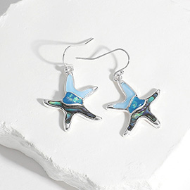 Abalone Sea Glass Starfish Dangle Earrings