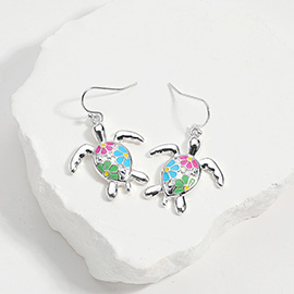 Enamel Sea Turtle Dangle Earrings