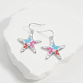 Enamel Starfish Dangle Earrings