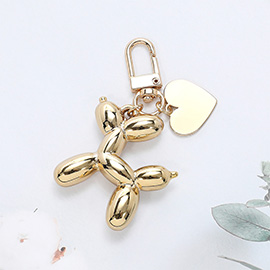 Metal Balloon Dog Heart Keychain / Bag Charm