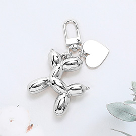 Metal Balloon Dog Heart Keychain / Bag Charm