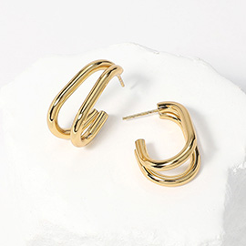 Stainless Steel Double Oval Hoop Earrings