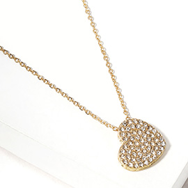 Crystal Paved Heart Pendant Necklace