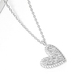 Gold Dipped CZ Stone Paved Heart Pendant Necklace