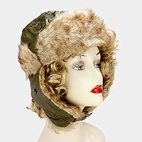 Fur lined aviator hat