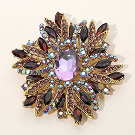 Glass Crystal Flower Brooch / Pendant