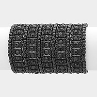 Wide crystal metal stretch bracelet