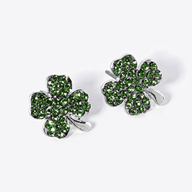 Crystal Paved Clover Stud Earrings