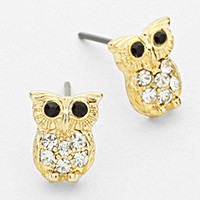 Crystal Owl Stud Earrings