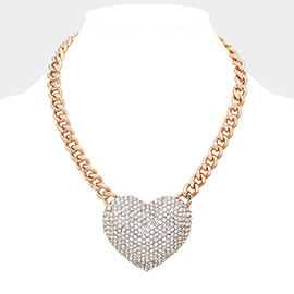 Crystal pave heart necklace