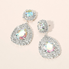 Glass Crystal Teardrop Evening Earrings