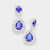 Glass Crystal Teardrop Evening Earrings