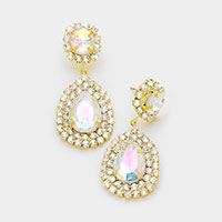 Glass Crystal Teardrop Evening Earrings