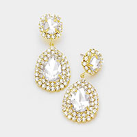Glass Crystal Teardrop Evening Earrings