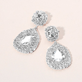 Glass Crystal Teardrop Evening Earrings
